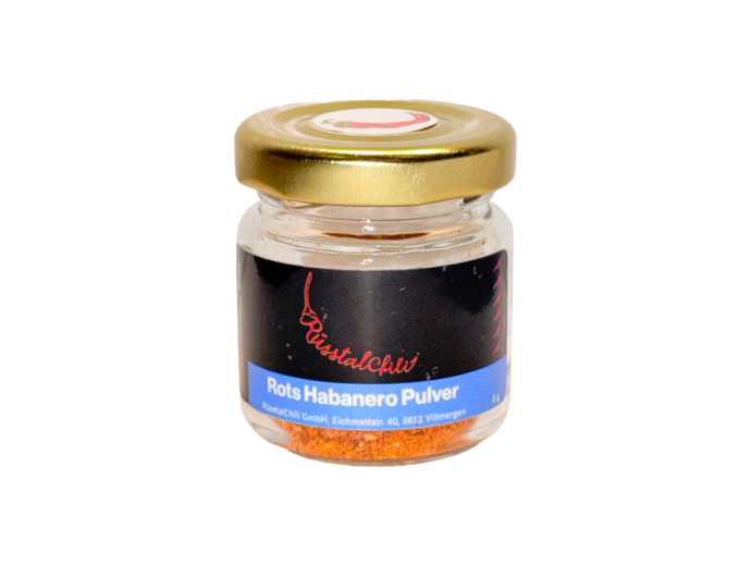 Rots Habanero Pulver im Glas