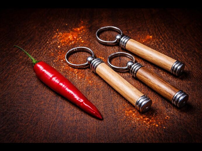 Schlüsselhanhänger mit Cayenne Pulver